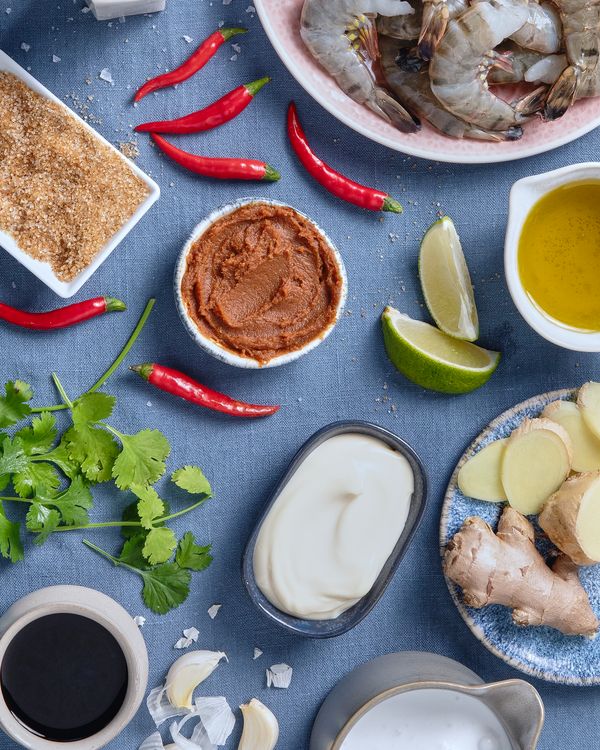 Marinierte, gegrillte Garnelen mit Miso-Mayonnaise – Rezeptkarte