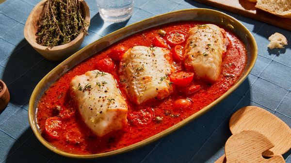 Poached Cod in Tomato Sauce