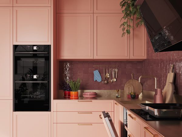 Vertical inspiration pink kitchen