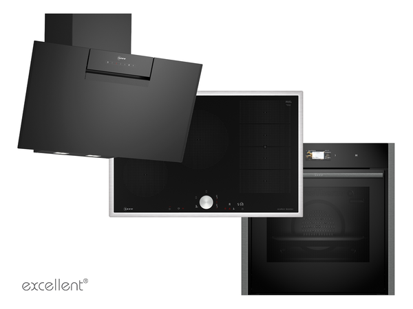 NEFF Kochfeld, Dunstabzugshaube und Backofen der excellent Serie.