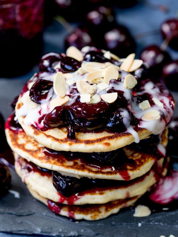 Cherry Bakewell Pancakes