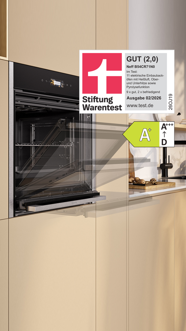 NEFF Einbaubackofen B54CR71N0 mit Stiftung Warentest, Energieeffizienzklasse und Made in Germany