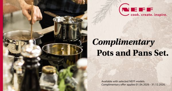 Three pots and pans together with promotion dates