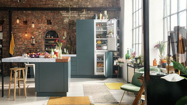 NEFF built-in fridge freezer with doors open