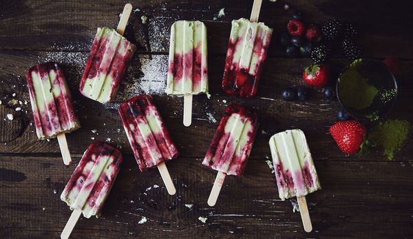 Matcha-Berry Ice Pops