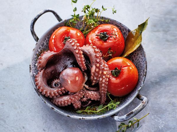 Oktopus mit Schmortomaten
