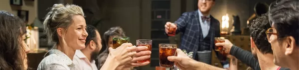 Group of friends making a toast.