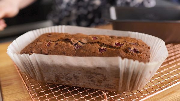 Step 4 - raspberry and chocolate banana bread