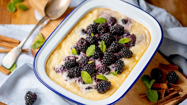 Baked Blackberry Rice Pudding