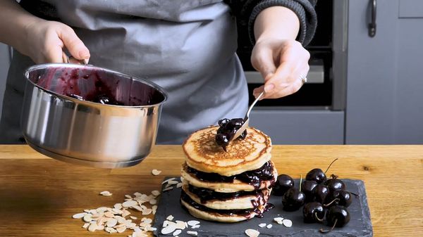 Step 6 - cherry bakewell pancakes