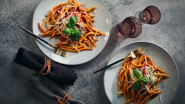 Pasta with ‘Nduja and Red Onions