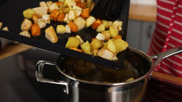 Step 4 - celeriac, apple and walnut soup