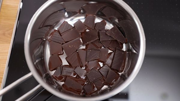 Melting dark chocolate in a pan