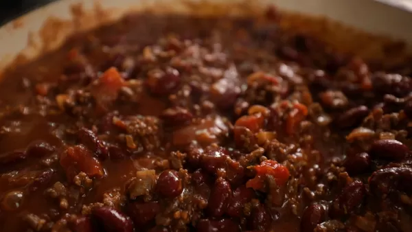 Final product oven baked chilli con carne