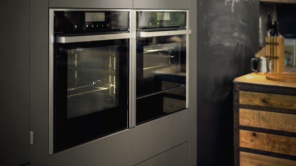 NEFF Single Oven and Compact Oven with Warming Drawer side-by-side 