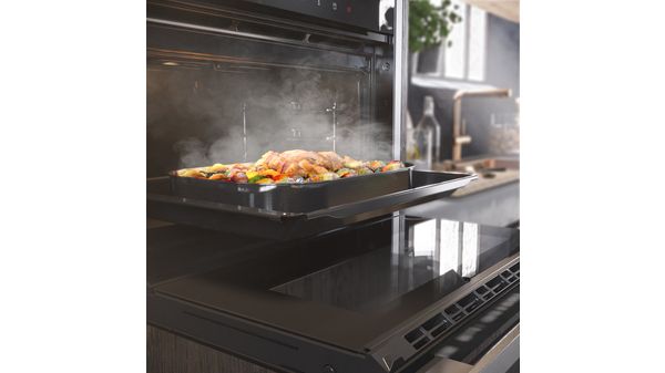 Built in double oven on sale with steam function