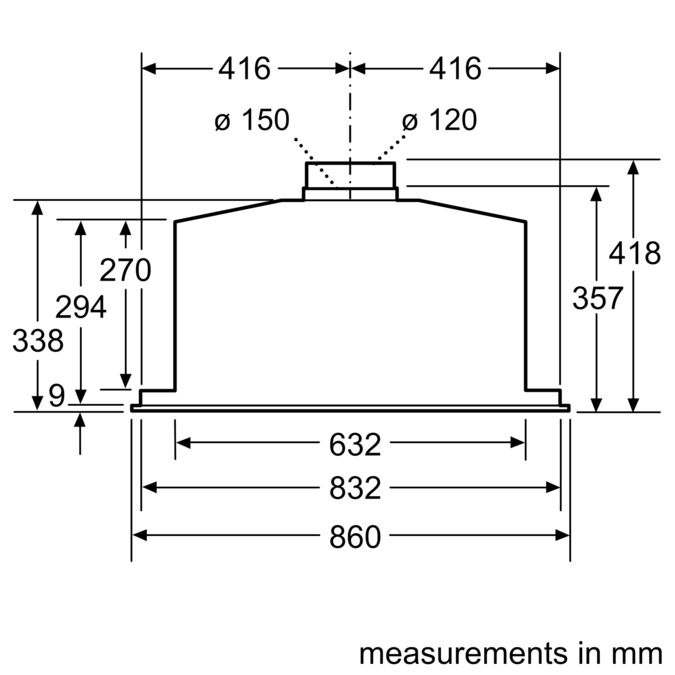 N 70 integrated rangehood 86 cm Stainless steel D58ML66N1 D58ML66N1-4