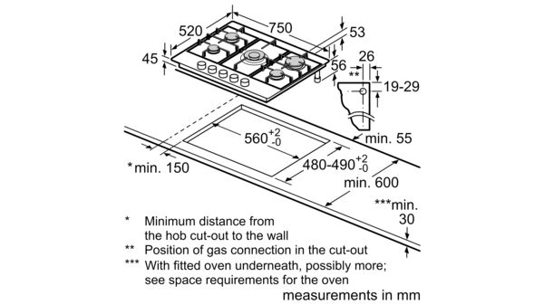 N 70 Gas cooktop 75 cm Stainless steel T27DA69N0A T27DA69N0A-6