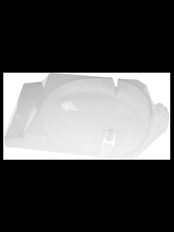 Frontalansicht einer nicht-verbauten Kondensatwanne eines NEFF Kühlschranks.